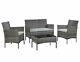Rattan Garden Furniture Set 4 Piece Sofa Chairs Table Outdoor Patio Set Grey