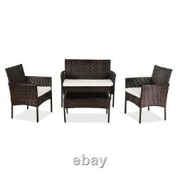 Rattan Garden Furniture Sofa Set 4PC Outdoor Table Chairs Patio Conservatory UK