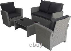 Rattan Garden Furniture Wicker Sofa Set with Chairs & Table for Outdoor Patio