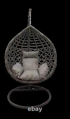 Rattan Garden Hanging Egg Chair Egg Swing Chair Relaxing Patio Hammock W Cushion