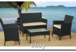 Rattan Garden Patio Furniture 4PC Set Outdoor-2 Chairs1 Sofa & Table UK SELLER