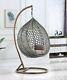 Rattan Grey Hanging Egg Chair Patio Garden Indoor Outdoor With Cushion Large