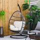 Rattan Hanging Egg Chair Folding Weave Swing Hammock With Cushion, Indoor Outdoor