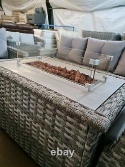 Rattan Life Arizona Grey Sofa & Armchair Set with Firepit Table