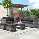 Rattan Outdoor Garden Furniture Patio 8 Seater Corner Sofa Set With Cushion Grey