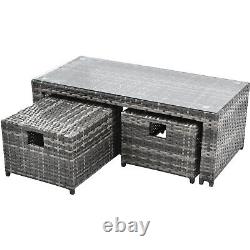 Rattan Outdoor Garden Furniture Patio 8 Seater Corner Sofa Set with Cushion Grey