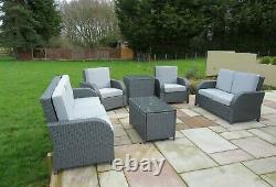 Rattan Patio Garden Conservatory Outdoor Sofa Set Chairs Furniture 6 pcs GREY