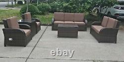 Rattan Patio Garden Conservatory Outdoor Sofa Set Chairs Furniture 6 pcs GREY