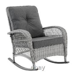 Rattan Rocking Chair Garden Furniture Grey Wicker Outdoor or Indoor Lounge Seat