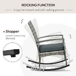 Rattan Rocking Chair Rocker with Cushion Light Grey