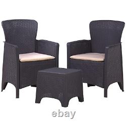 Rattan Style Balcony Bistro Furniture Set Outdoor Table and Chair Patio Seating