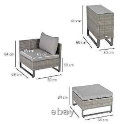 Rattan Style Chaise Lounge Set Garden Patio Cushion Sofa Chair Side Table Grey