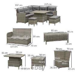 Rattan Style Lounge Set Garden Patio Corner Sofa Cushion Chair Dining Table Grey