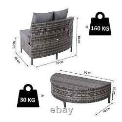 Rattan Style Lounge Set Outdoor Garden Curve Cushion Sofa Chair Patio Table Grey
