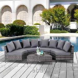Rattan Style Lounge Set Outdoor Garden Curve Cushion Sofa Chair Patio Table Grey