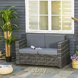 Rattan Style Patio Sofa Chair Outdoor Garden Lounge Cushion 2 Person Seater Grey