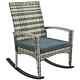 Rattan Style Rocking Chair Single Lounge Seat Padded Cushion Garden Patio Grey