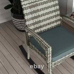 Rattan Style Rocking Chair Single Lounge Seat Padded Cushion Garden Patio Grey