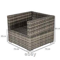 Rattan Style Single Sofa Garden Patio Armchair Padded Cushion Lounge Seat Grey