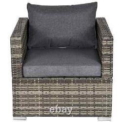 Rattan Style Single Sofa Garden Patio Armchair Padded Cushion Lounge Seat Grey