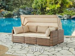 Rattan Sunbed Garden Furniture Set Outdoor Lounge Sofa Chair Bed Table Modular
