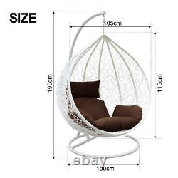 Rattan Swing Egg Chair Outdoor Indoor Garden Patio Hanging Egg Chairs + Cushions