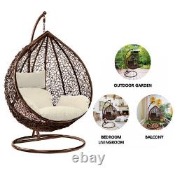 Rattan Swing Egg Chair Outdoor Indoor Garden Patio Hanging Egg Chairs + Cushions