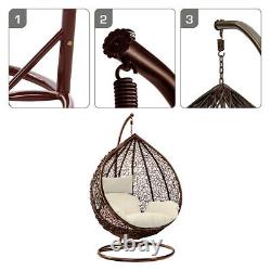 Rattan Swing Egg Chair Outdoor Indoor Garden Patio Hanging Egg Chairs + Cushions