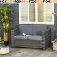 Rattan Wicker 2 Seat Sofa Loveseat Padded Garden Furniture Grey Patio Deck Chair