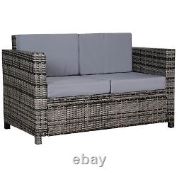 Rattan Wicker 2 Seat Sofa Loveseat Padded Garden Furniture Grey Patio Deck Chair