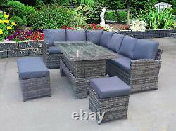 Rattan Wicker Garden Outdoor Corner Table And Chairs Furniture Patio Set Grey