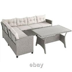 Rattan corner Lounge, patio, outdoor, conservatory garden furniture Set Grey/Beige