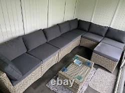 Rattan garden furniture set grey