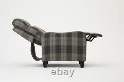 Recliner Armchair Fabric And Tartan Chair High Back Sofa Lounger Armchair
