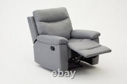 Recliner Armchair Grey PU Faux Leather Chair High Back Sofa Lounger Armchair