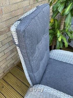 Reclining Garden Armchairs With Footstool Set Of Two Rattan Indoor Outdoor Patio