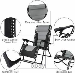 Reclining Sun Loungers Zero Gravity Chair with Cup Holder and Cushions