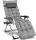 Reclining Zero Gravity Chair With Cushion & Armrest Table Outdoor Garden Lounger