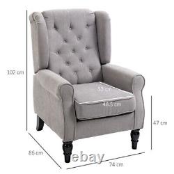 Retro Accent Chair Wingback Armchair with Wood Frame Living Room Grey Bedroom
