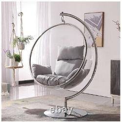 Retro Hanging Bubble Chair with Grey Cushions