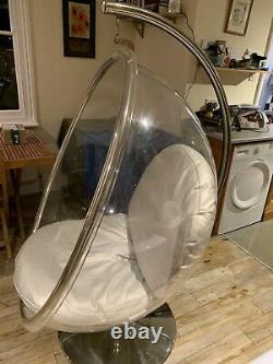 Retro Hanging Bubble Chair with Grey Cushions (COLLECTION ONLY, St Albans)