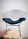 Retro Harry Bertoia Style Diamond Wire Chair Grey Seat Cushion Chrome Chair