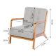 Retro Single Chair Solid Wood Frame Armchair Grey Cushion Padded Sofa 1 Seater
