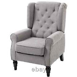 Retro Style Accent Armchair Wingback Tufted Cushion Seater Single Lounger Grey
