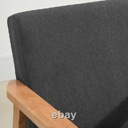 Retro Style Accent Sofa Lounge Reading Chair Padded Linen Seat Living Room Grey