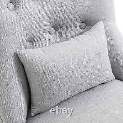 Retro Style Chair Armless Single Lounge Leisure Seat Tufted Cushion Pillow Grey