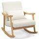 Rocking Chair Upholstered Relaxing Recliner Armchair With Soft Cushion & Pillow