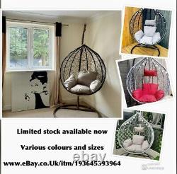 SINGLE Hanging Rattan Swing Patio Chair Egg with Cushion Indoor & Outdoor Cocoon