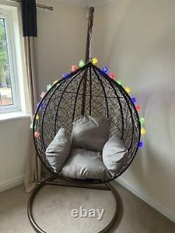 SINGLE Hanging Rattan Swing Patio Chair Egg with Cushion Indoor & Outdoor Cocoon