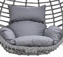 Savani Garden Swing Hanging Egg Chair Rattan Indoor Outdoor GREY Size XL